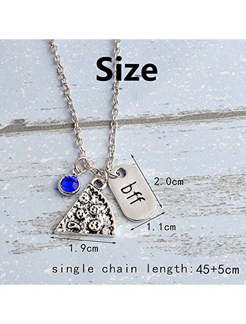 SIVITE Best Friend Pizza Pendant Necklace with Crystal Charm BFF Friendship Necklace Set for Friends Gift Unisex