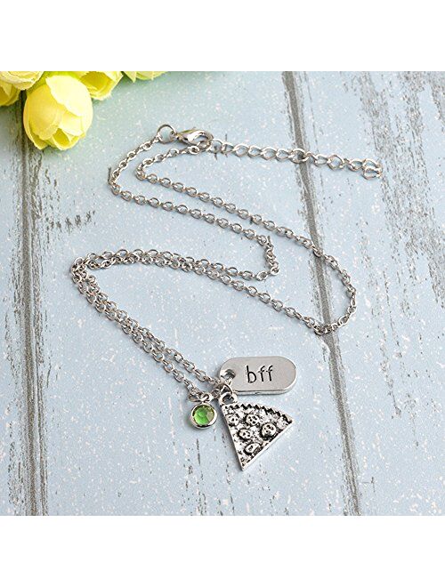 SIVITE Best Friend Pizza Pendant Necklace with Crystal Charm BFF Friendship Necklace Set for Friends Gift Unisex