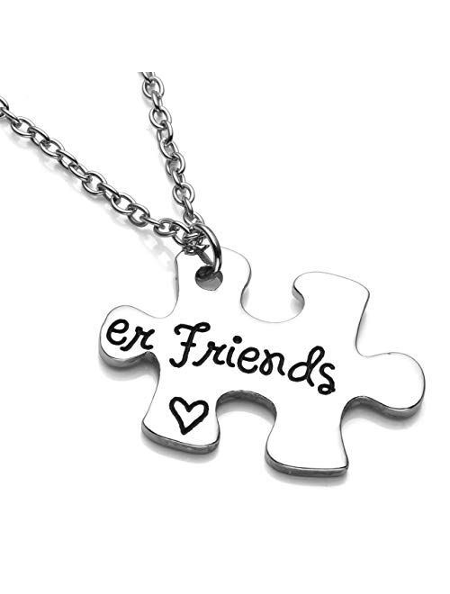 Jovivi 2-4pcs Always Sisters Forever Friends BFF Necklace Jigsaw Puzzle Piece Best Friends Friendship Necklaces for Best Friend Family Jewelry