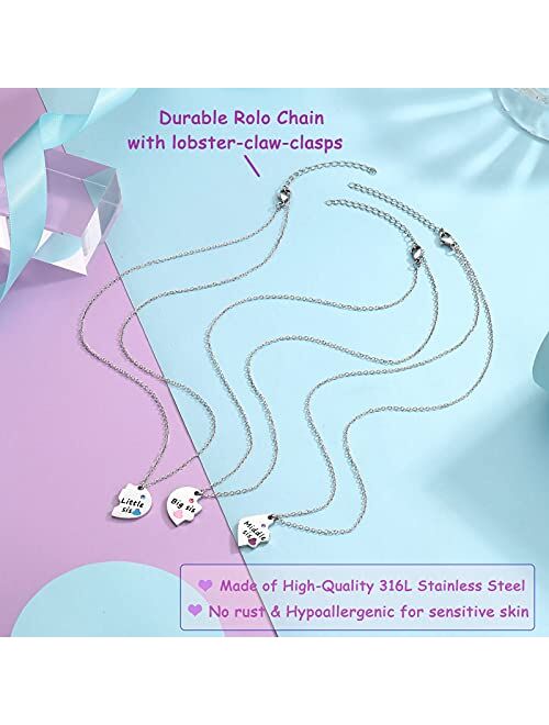 UNGENT THEM Best Friend Necklaces for 3 Sun Moon Star Cute Puzzle Necklace for Women Teen Girls Sister