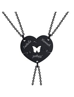 MEALGUET Personalized Name Initial Stainless Steel Heart Shape BFF Puzzle Necklace 2/3/4/5/6 Pcs for Family Love Best Friend Matching Necklace Set