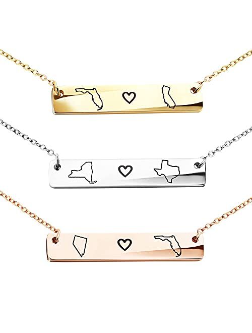 MignonandMignon Personalized Necklace Best Friend Gifts Long Distance Relationship Mother's Day Gift State Necklace Monogram Name Necklaces Friendship Gifts for Women - 4