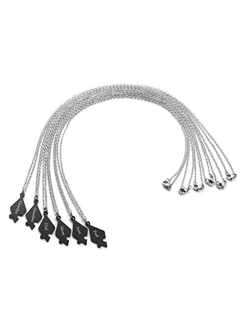 Zysta Personalized Star Hexagram Star Puzzle BFF Necklaces Engraving Puzzles Matching Pendant Jewelry for 6 Friends Families BFF Friendship Brothers Sisters Custom Gifts