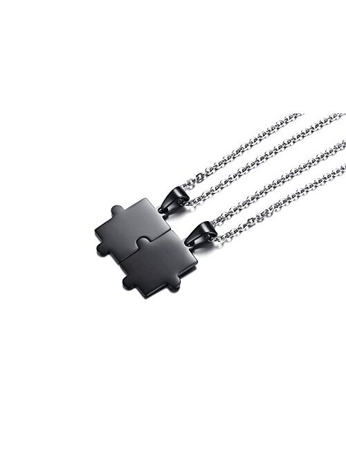 VNOX Friendship Jewelry Customizable Name Matching Puzzle Piece Stainless Steel BFF Necklace,Set for 2/3/4