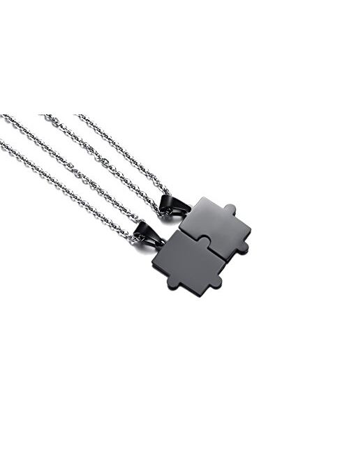 VNOX Friendship Jewelry Customizable Name Matching Puzzle Piece Stainless Steel BFF Necklace,Set for 2/3/4