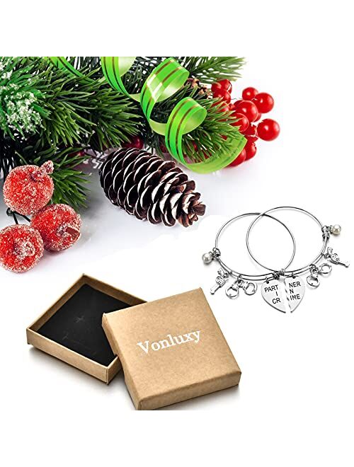 Vonluxy Best Friend Partners in Crime Necklaces for 2-BFF Friendship Necklace Handcuffs Gifts for Partner Women Teen Girls Best Friend