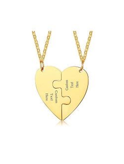 VNOX 2/3/4/5 Piece Heart Puzzle Piece Necklace Keychian Set Delicate BBF Friendship Necklace for 2/3/4/5/6,Birthday Bridesmaid Gift