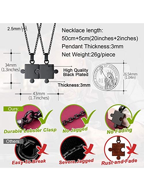 FaithHeart Puzzle Matching Necklace Personalized Custom BFF Pendant Necklaces Set for Women Men Family/Team/Classmates Names Jewelry