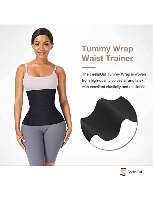 FeelinGirl Waist Trainer for Women Sauna Trimmer Belt Tummy Wrap Plus Size