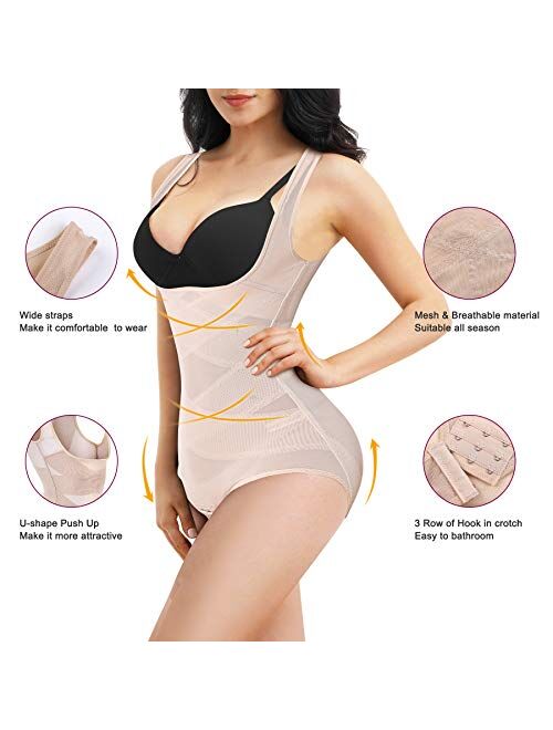 REYEOGO Shapewear Bodysuit for Women Tummy Control Butt Lifter Panty Hi-Waist Trainer Stomach Body Shaper Slimming Girdles