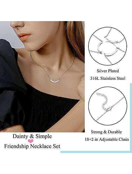 UNGENT THEM Friendship Circle Necklace Set Best Friend Friendship Matching BFF Necklace for 2/3 Girls Women Friends Sisters