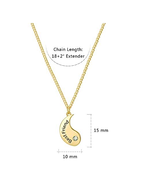 Apsvo 2PCS Best Friend Sister Necklace, Matching Puzzle Yin Yang Necklace, Birthday Gifts