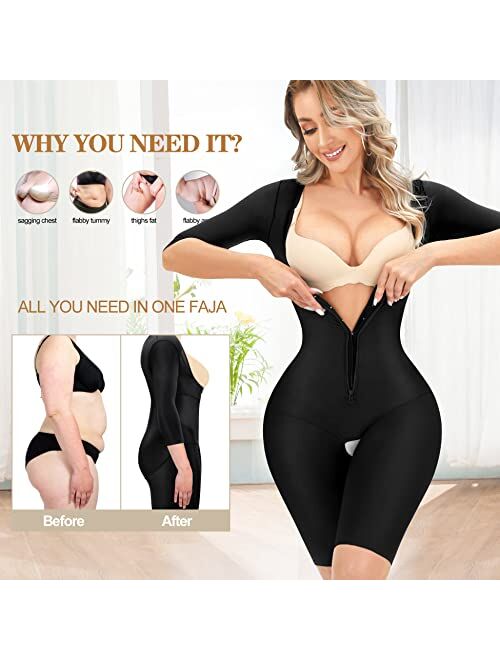RDSIANE Shapewear for Women Tummy Control Fajas Colombianas Waist Trainer Bodysuits Butt Lifter Upper Arm Compression Shaper
