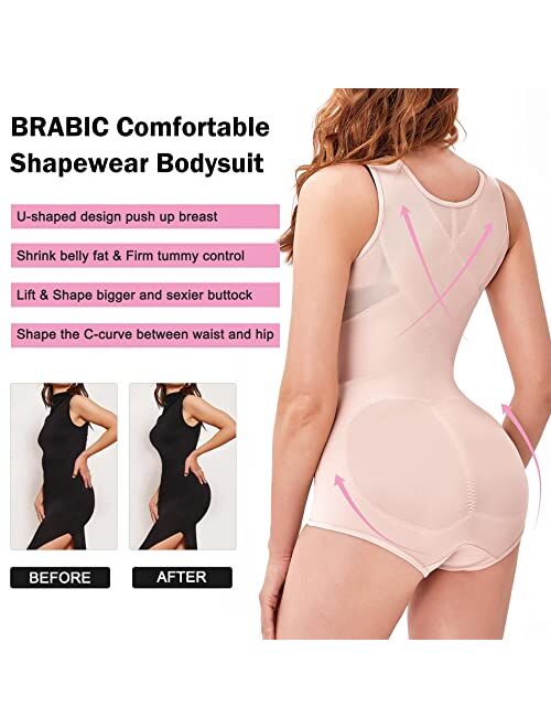 BRABIC Mesh Shapewear Bodysuit for Women Tummy Control Waist Trainer Butt Lifter Panties Slimming Body Shaper Open Bust
