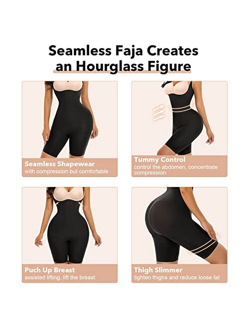 FeelinGirl Seamless Shapewear for Women Tummy Control Butt Lifter Full Body Shaper Thigh Slimmer Fajas