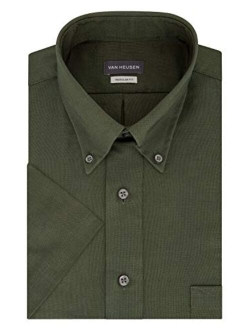 Men's Short Sleeve Dress Shirt Regular Fit Oxford Solid