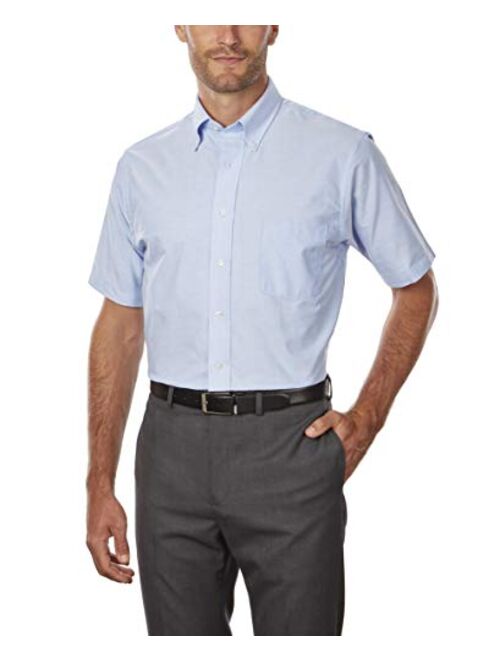 Van Heusen Men's Short Sleeve Dress Shirt Regular Fit Oxford Solid