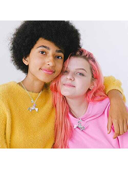 B.PHNE Best Friend Necklace - BFF Necklace for 2, Magnetic Half Unicorn Pendant Girls Pendants Jewelry Gifts for Girls Women (Unicorn)