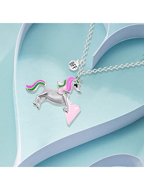B.PHNE Best Friend Necklace - BFF Necklace for 2, Magnetic Half Unicorn Pendant Girls Pendants Jewelry Gifts for Girls Women (Unicorn)