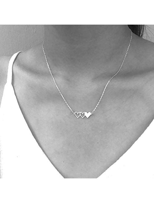VLINRAS Best Friends Necklace for 3, Sister Bracelet for 3 BFF Matching Heart Pendant Long Distance Friendship Jewelry Birthday Gift