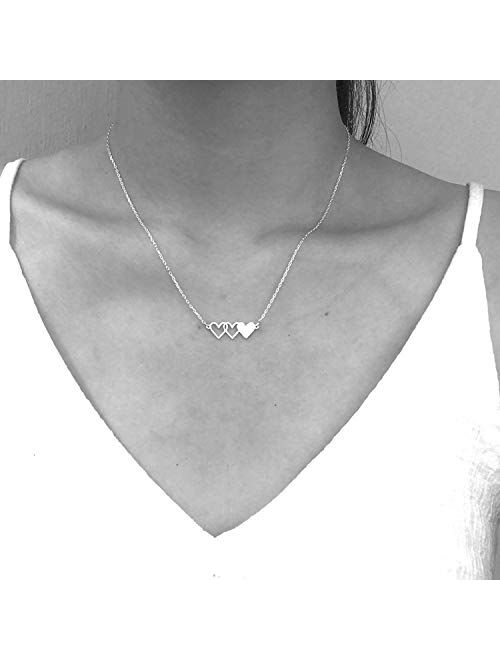VLINRAS Best Friends Necklace for 3, Sister Bracelet for 3 BFF Matching Heart Pendant Long Distance Friendship Jewelry Birthday Gift