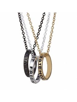 Sobly Jewelry Set of 3 Best Friends Forever Necklace, Engraved Ring Pendant Charm Necklace