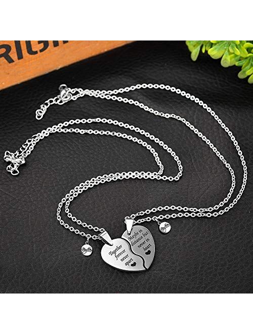 MJartoria BFF Necklaces for 2 Split Heart Engraved Weirdo 1 Weirdo 2 Friendship Necklace Set Best Friends Forever Necklaces Valentines Day Gifts