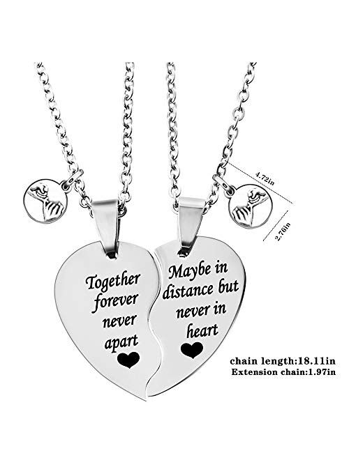 MJartoria BFF Necklaces for 2 Split Heart Engraved Weirdo 1 Weirdo 2 Friendship Necklace Set Best Friends Forever Necklaces Valentines Day Gifts