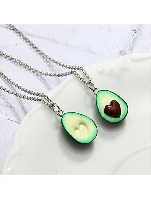 MJartoria BFF Necklaces for 2-Best Friend Necklaces Cute Avocado with Heart Friendship Necklaces Set of 2 Friendship Valentine Gifts