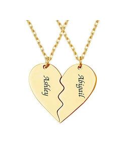 Dreamdecor Custom Best Friend Necklaces for 2/3/4, Matching Engraved Name Necklace Friendship Gifts for Teen Girls