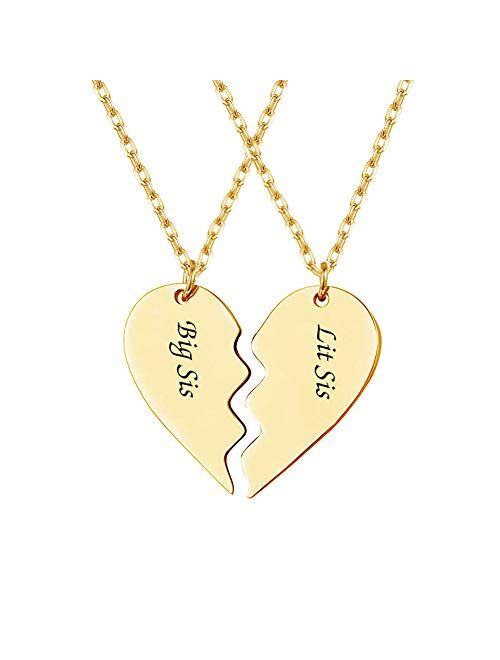 Dreamdecor Custom Best Friend Necklaces for 2/3/4, Matching Engraved Name Necklace Friendship Gifts for Teen Girls