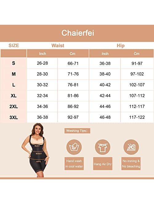 Chaierfei Fajas Colombianas Shapewear for Women Full Body Shaper PostPartum Waist Trainer Tummy Control Bodysuit