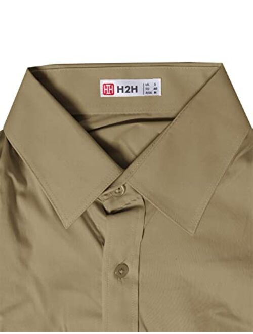 H2H Mens Casual Slim Fit Long Sleeve Dress Shirts Basic Designed Business Shirts
