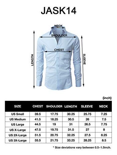 H2H Mens Casual Slim Fit Long Sleeve Dress Shirts Basic Designed Business Shirts