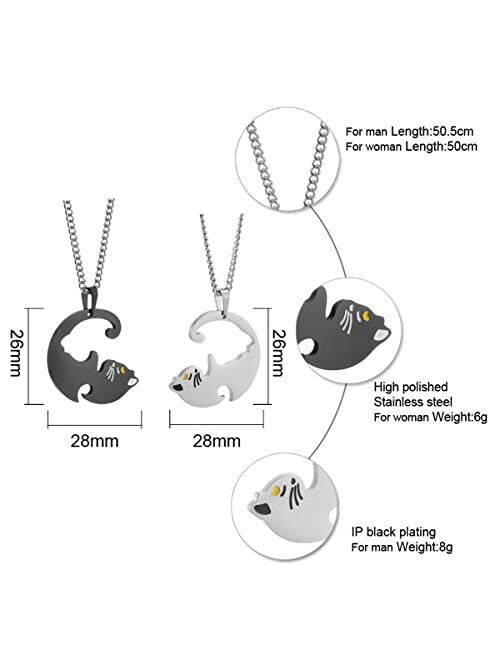 Bicyway Bff necklaces 2pcs/set Yin Yang Tai Chi Cats Pendant Necklaces Friendship BFF Lovers Couple Birthday Gift Friend Valentine's Day Gifts