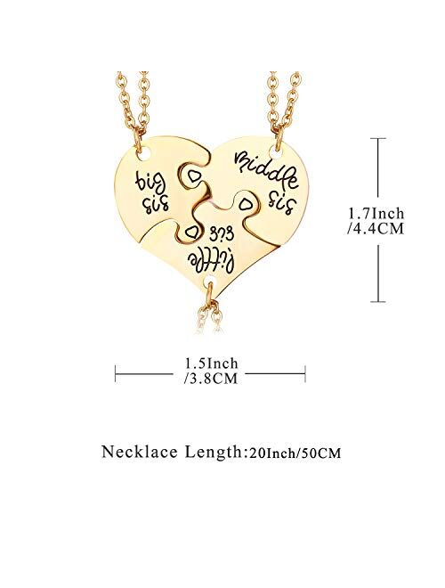 Yonhon BFF Necklace for 2/3/4/5/6 Stainless Steel Family Friendship Puzzle Sister Necklace Set