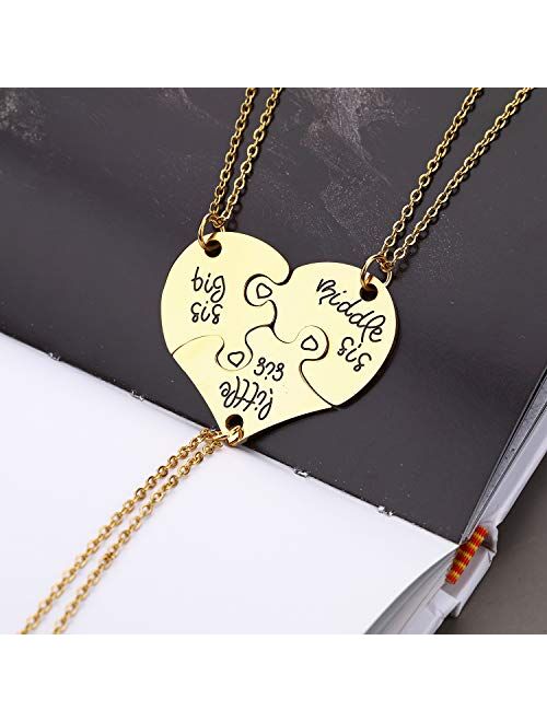 Yonhon BFF Necklace for 2/3/4/5/6 Stainless Steel Family Friendship Puzzle Sister Necklace Set