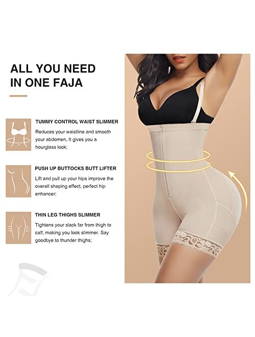 FeelinGirl Shapewear for Women Tummy Control Body Shaper Butt Lifter Faja Thigh Shaper Plus Size Waist Trainer