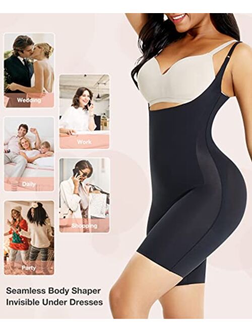 FeelinGirl Shapewear Bodysuit for Women Seamless Full Body Shaper Butt Lifter Tummy Control Thigh Slimmer