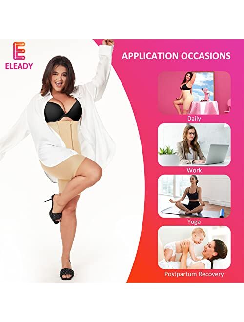 Eleady Womens Waist Trainer Shapewear Hi-Waist Butt Lifter Tummy Control Panties Thigh Slimmer Body Shaper with Zipper
