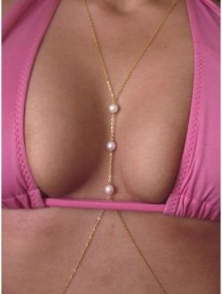 Faux Pearl Decor Body Chain