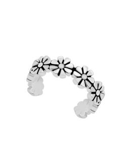 Flower Band Toe Ring in Silver Plate