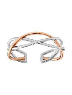 Primrose Two Tone Sterling Silver and 18k Rose Gold Plated Twisted Toe Ring
