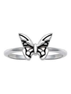 PRIMROSE Oxidized Sterling Silver Butterfly Toe Ring
