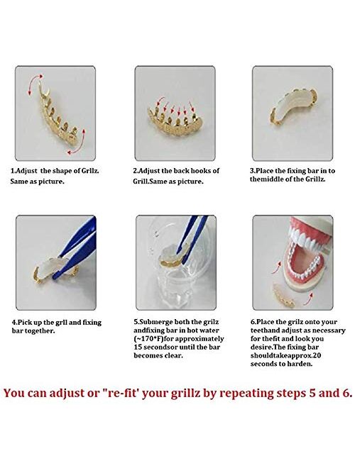 OOCC 18K Gun Black Plated Hip Hop Punk Fit Teeth Grillz Caps Top & Bottom Grill Set