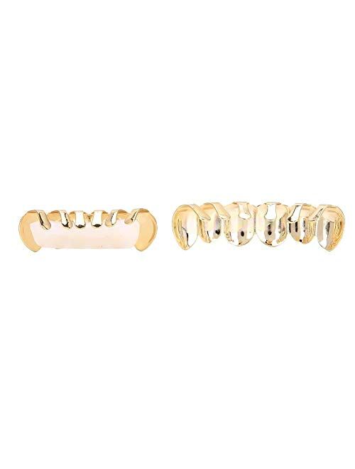 Hurrise 18K Plated Gold Grills Teeth Grillz For Men Women, Bling Grillz For Halloween Party Gift, Hip For Electric Grills Outdoor-Electric-Grills Hop Poker Diamond Top & 
