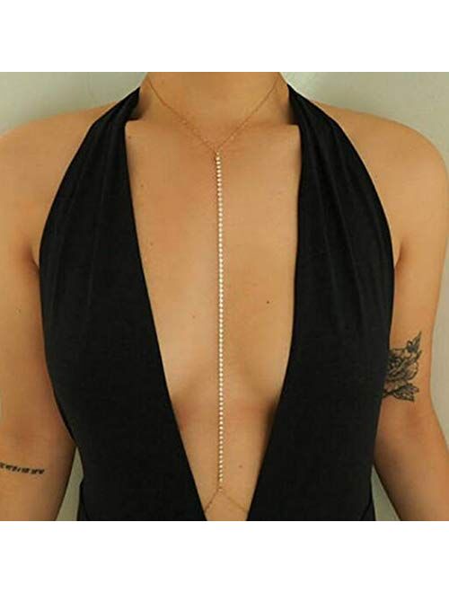 Blindery Sexy Body Chains Silver Rhinestone Belly Waist Chain Beach Body Jewelry Party Body Accessory for Women and Girls