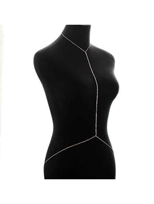 Blindery Sexy Body Chains Silver Rhinestone Belly Waist Chain Beach Body Jewelry Party Body Accessory for Women and Girls