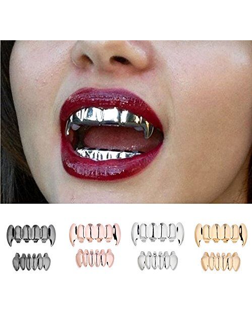 KaiCran New Gold Plated Hip Hop Teeth Grillz Top & Bottom Grill Teeth Grills (Gold)