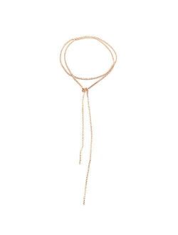 Kercisbeauty Multi Row Boho Tennis Chain Rhinestones Choker Long Chain Necklace for Women and Girls Jewelry (Silver)…